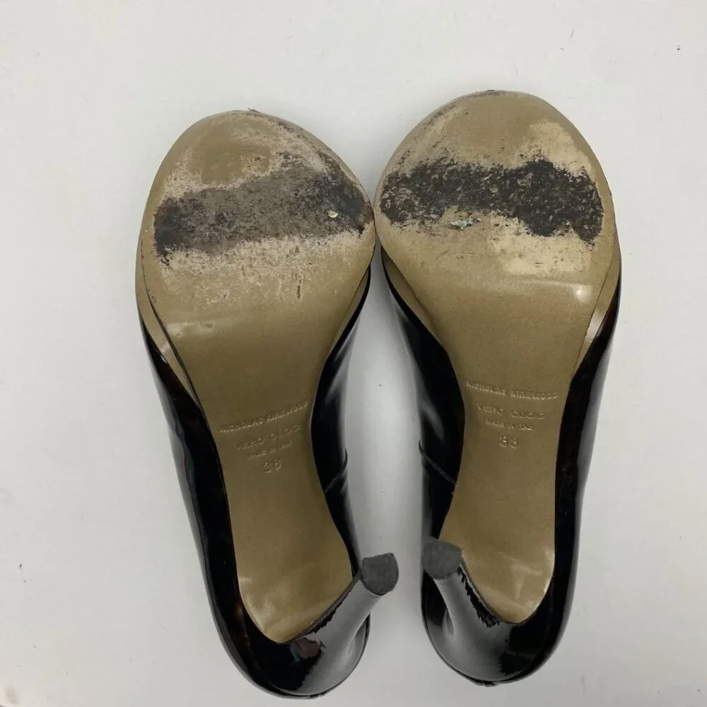 NICHOLAS KIRKWOOD tortoiseshell patent leather platform pumps Size 38